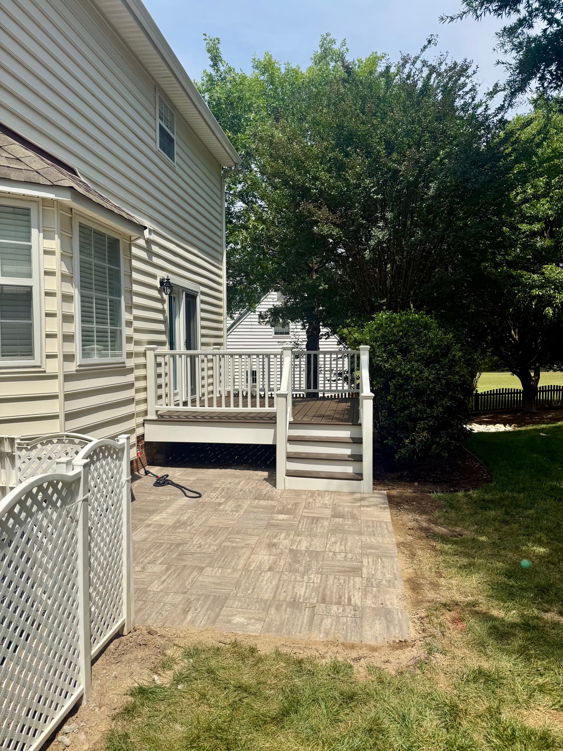 Trex Composite Deck and Paver Patio Backyard Build image