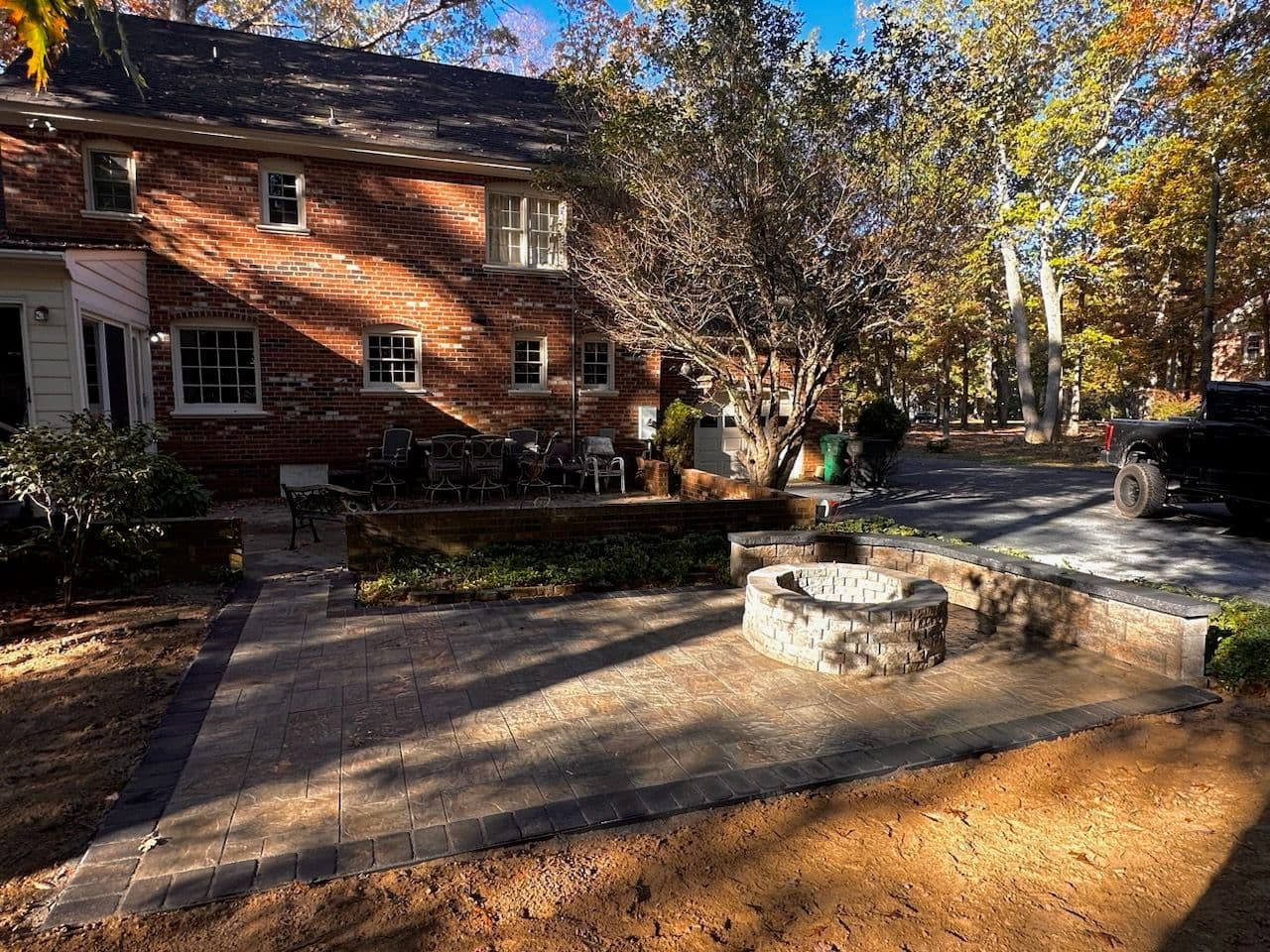 Project Backyard Patio with Fire Pit and Sitting Wall image