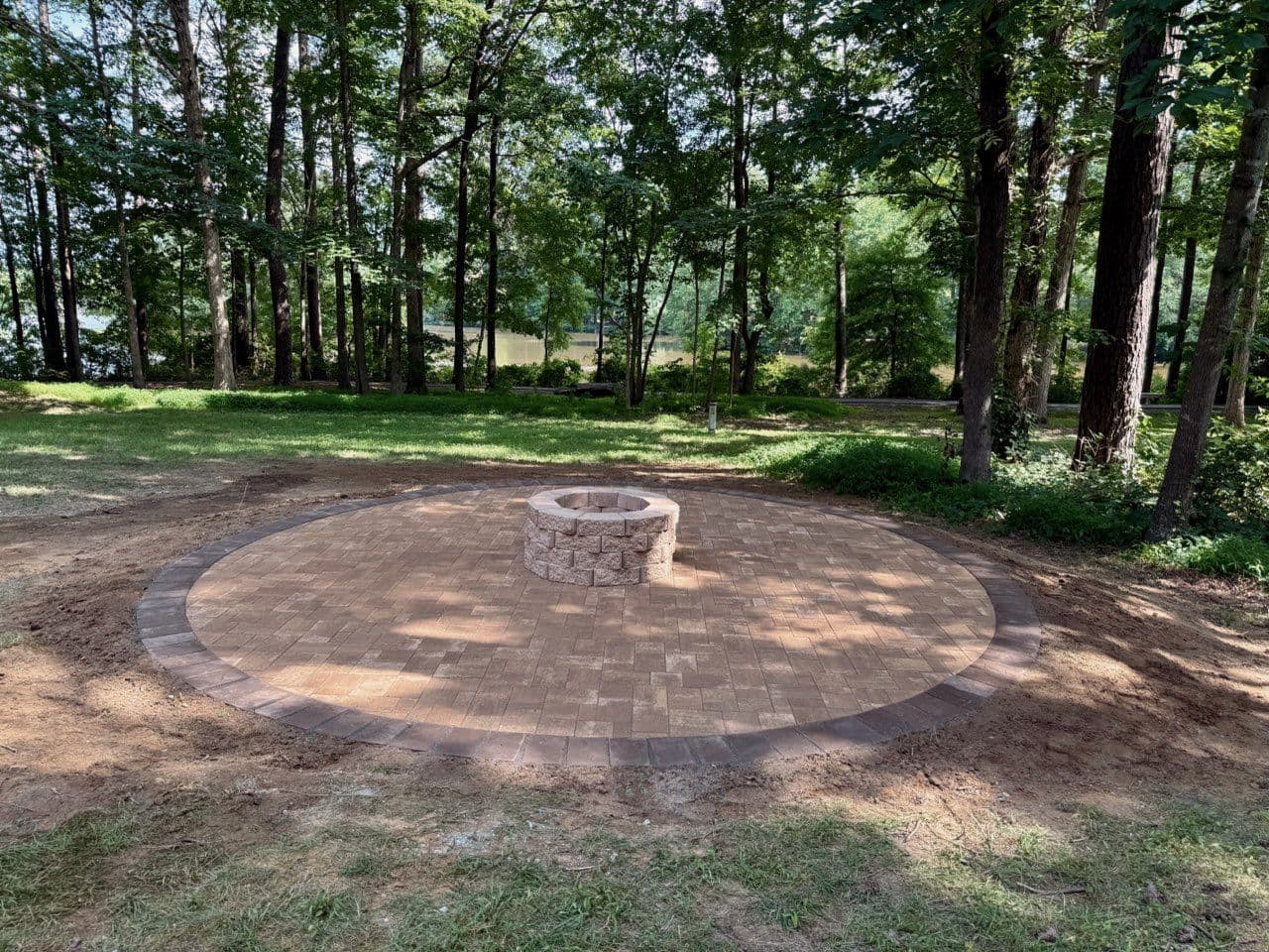 Charming Woodlake Patio with Fire Pit Installation image